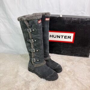 Hunter Leather Suede Fleece Genuine Dyed Sheep Shearling Lined Boots